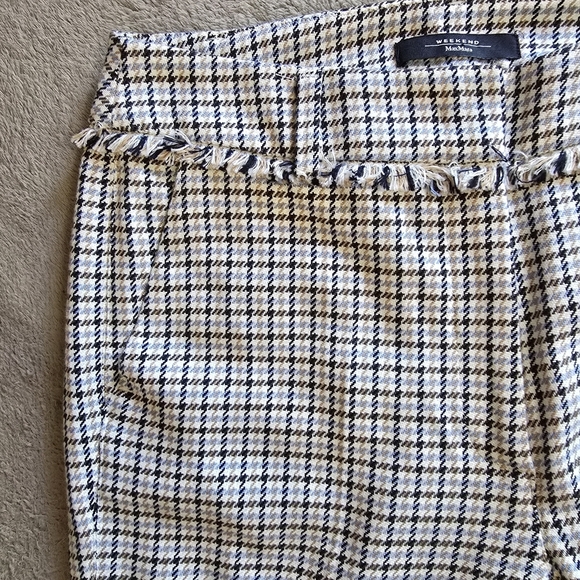 Weekend Max Mara Baiardo Houndstooth Frayed Hem Cropped Pants Size 8 - Picture 7 of 16
